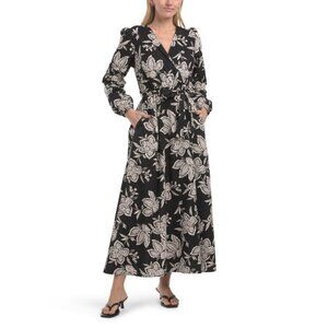 LA PICCOLA CREATIVA Italy Long Sleeve Floral Wrap Maxi Dress